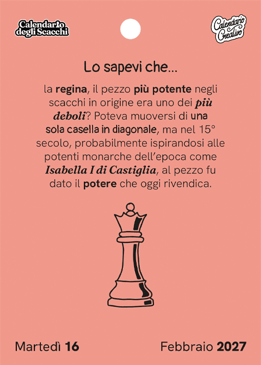 Pagina del Calendario degli Scacchi: la curiosità