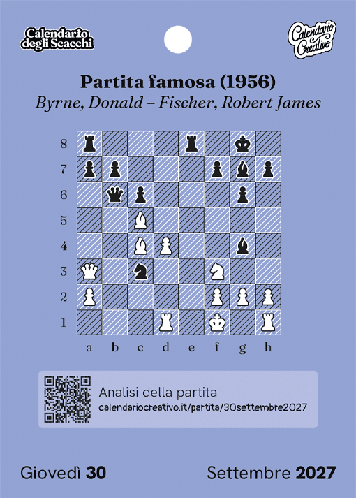 Pagina del Calendario degli Scacchi: la partita leggendaria