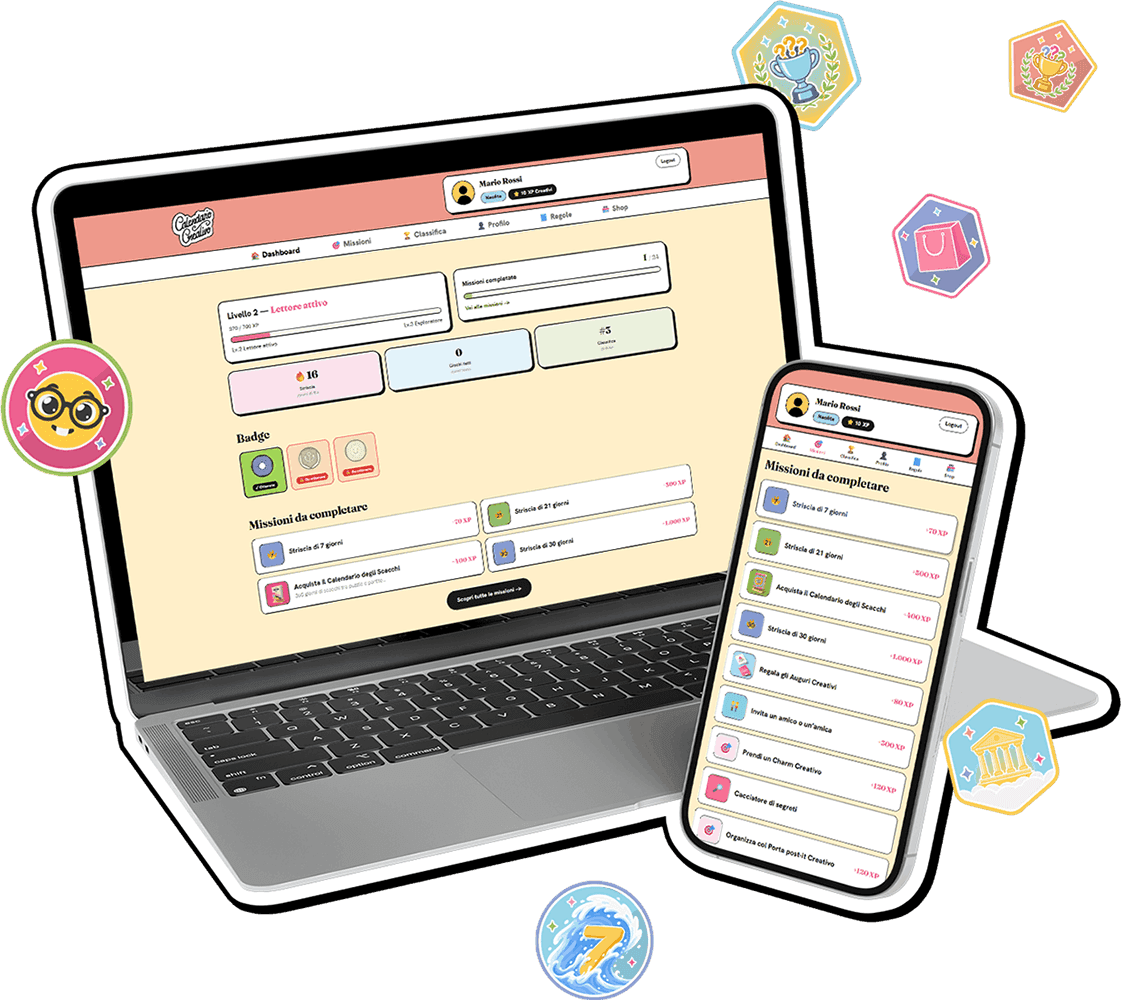 La dashboard del Club Creativo su computer e telefono